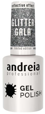 Andreia Glitter-Gellack für UV/LED-Lampe – Nagellack für 4 Wochen – Farbe GG1 Silbergrau – 10,5 ml