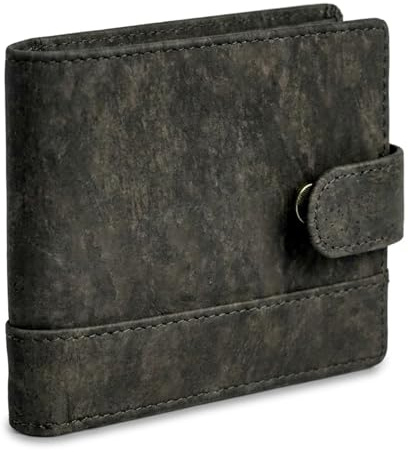 Assisi Style Vegan Wallet for Men, RFID Cork Bifold, Coin Pocket, Black