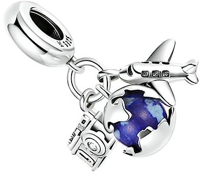 Operitacx Armband-Anhänger Globetrotter-anhänger Schmuck Aus Sterlingsilber Anhänger Zur Herstellung Von Armbändern Schmuckanhänger Sterling Silber S925 Sterlingsilber Silberschmuck Reisen