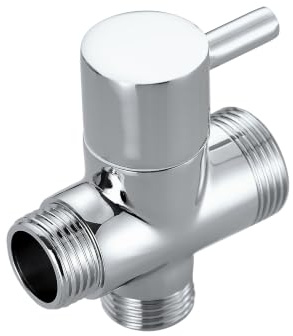 JOHO 3 Wege Umschaltventil aus massiv Messing mit Hebel für Umschalten zwischen Duschkopf und Duschbrause, Umstellventil G1/2 Zoll + G3/4 Zoll Duschsystem Ersatzteil Chrom