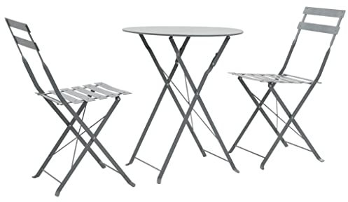 AJJHUUKI Gartenmöbel-Sets, 3-teilig, Bistro-Set, stahlgrau