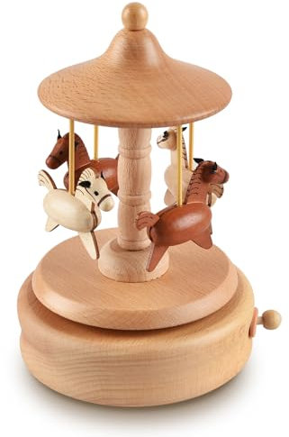 BLIENKREBY Carillon in Legno, Carillon con Meccanismo a Carica, Carillon Musicale Artigianale in Legno, con Canone in Re Maggiore, Regalo Giocattolo in Legno per Compleanno San Valentino Natale