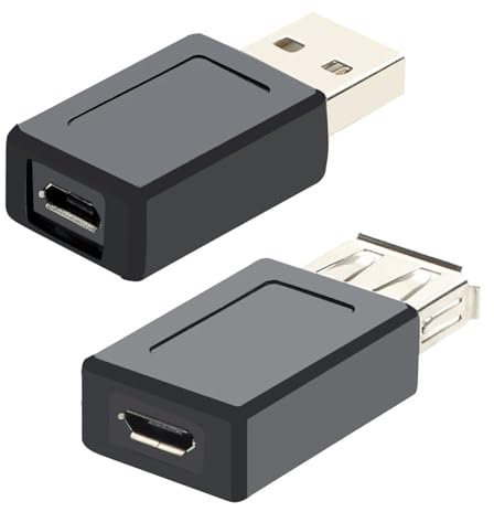 AYMBH USB 2.0 Type A Male and Female to Micro USB Female Converter Adapter Plug – (Pack of 2) for Mobile Phones, Tablets, and PCs – Supports 480MB/s Data Transfer, Plug-and-Play, Fully Shielded