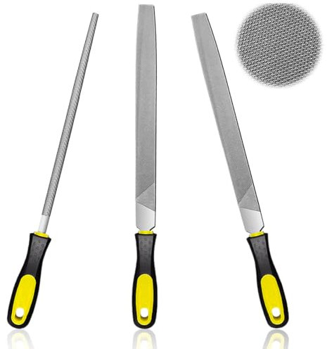 Feilenset Diamant 3tlg, 200mm. inkl Flach/Halbrund/Rundfeilen.Mini Feilen Set, Nadelfeilen Set Metall,Zum Schärfen von Rasenmäherklingen,Feilenset Metall und Holz
