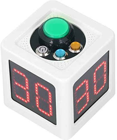 Würfel-Timer, 4-seitige Digitale Schuss-Countdown-Stoppuhr mit Bedienungsanleitung, 1,4-Zoll-Display, für Private Poker-Schach-Casinos (Weiß)