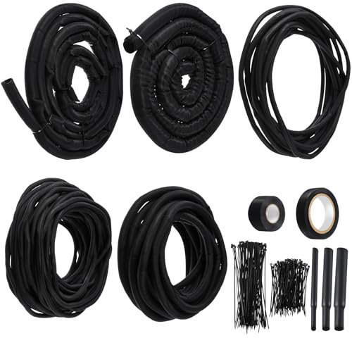 Nuanchu Wire Loom Sleeve Kit, Split Sleeving with Heat Shrink, Tape & Ties