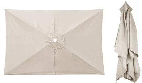 XQZMD, copertura rettangolare per ombrellone di ricambio, con protezione UV e 6 montanti, copertura di ricambio per ombrellone da terrazza per giardino, balcone, piscina, spiaggia, 200 x 300 cm (beige