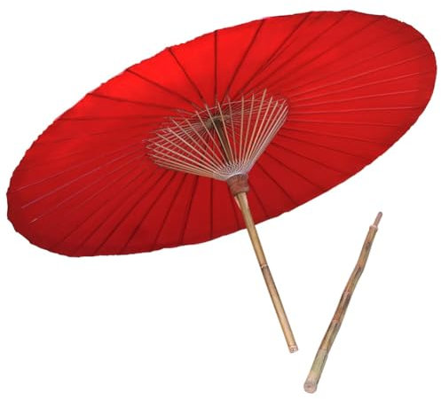 KXWOQ3ED Parasol Rouge en Papier d'Huile pour Patio, 200 cm Parasol de Jardin Oriental, Protection Soleil, Parapluie d'Extérieur en Bambou Vintage pour Plage