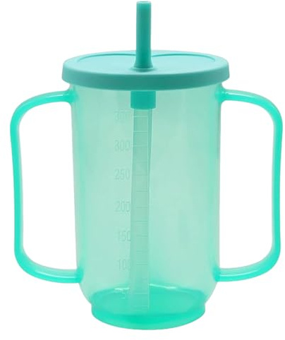 YREYBN Adult Plastic Straw Cup, Adult Sippy Cups for The Elderly Non Spill, Spill-Proof Sippy Cups with Straw and Lid, for The Elderly, Disabled, Hospital and Convalescent Care