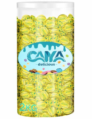 CAIYA DELICIOUS Cilindro Trasparente con Gocce al Limone Caramelle Ripiene con Succo di Limone, MAXI FORMATO 2kg