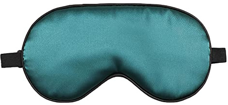 Silk Sleep Eye Mask Sleeping Mask Blindfold with Adjustable Strap and Earplugs and Storage Bag for Women Men (Dark Green)