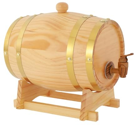 Endingfuny 3L Vintage Holzfass Weinfass mit Bock und Zapfhahn Eichenfass Kiefernholz Whiskyfass Schnapsfass für Lagerung von Whisky, Bier, Wein
