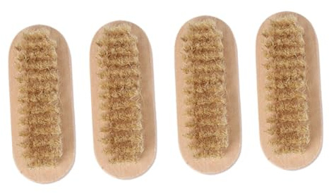 TOYZFRIENDY 4pcs Boar Bristle Nail Brush Wooden Pedicure Hand Two Sided Brush for Nail Cleaning and Detailing