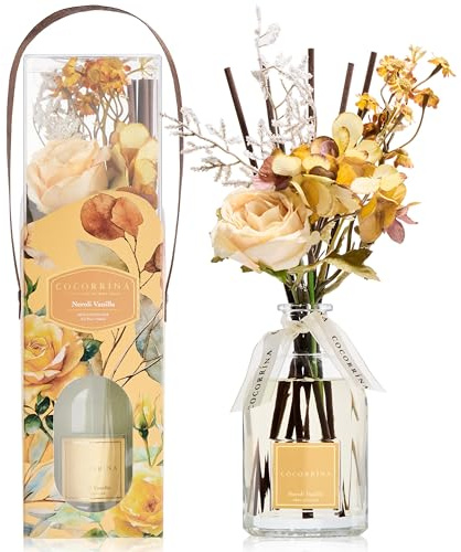 COCORRÍNA Blomma doftspridare 250 ml, med 8 pinnar, Neroli Vanilla, Naturlig Och Hållbar Doft, För Vardagsrum, Sovrum, Badrum, Presentidé för Kvinnor