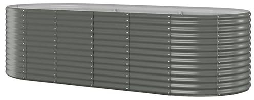 Bancal de acero galvanizado 249 x 100 x 68 cm – gris, duradero y resistente a la intemperie para jardín, balcón o terraza – ideal para cultivo de hortalizas y parterres