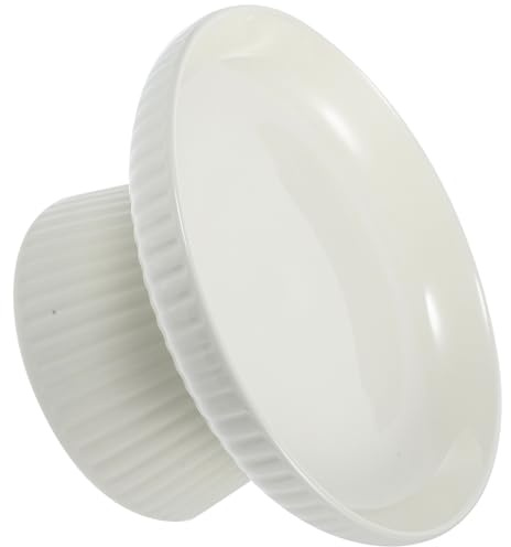 MUELODSIC 7-Inch Milk White Ceramic Footed Cake Stand, Tall Dessert Display Tray for Party, Chocolate, Cupcake Fruit Presentation, Modern Food Serving Plate for Weddings Afternoon Tea