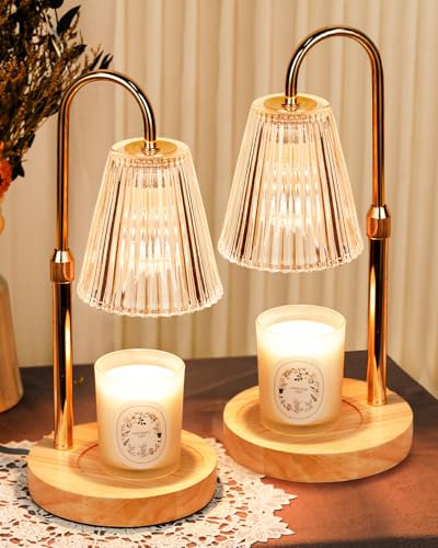 Funistree Paquete de 2 lámparas calentadoras de velas con regulador, regalos de cumpleaños para mujeres, madres amigas, regalos para el nuevo hogar para ella, lámpara de calentador de velas con 2