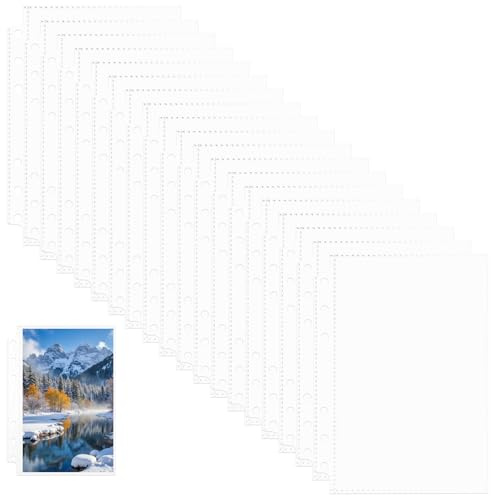 50 Stück Ringbuch A6 Binder Pockets 6-holes, Klarsichthüllen Dokumententasche A6 Binder Taschen, Wasserdicht Umschläge Ohne Zipper, Kunststoff Bindertaschen für Ringordner Büro Zuhause