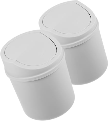 GARVALON Mini Cestino da Tavolo Coperchio, Contenitore per Rifiuti da Scrivania Piccolo e Portatile, Secchio della Spazzatura Compatto per Ufficio, Camera da Letto e Spazi Ridotti, Set