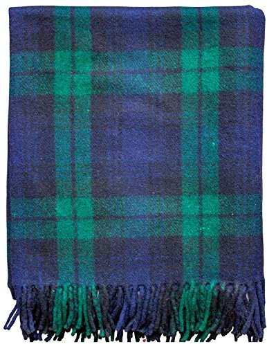 I LUV LTD Highland Scottish Wool Rug Blanket Throw Black Watch Tartan 69 x 62 (175cm x 157 cm)