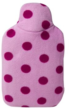 Hugo Frosch Öko-Wärmflasche Kinder 0,8 l mit Fleecebezug Rosa Punkte | Formstabile kleine Bettflasche Made in Germany, auslaufsicher & geruchsneutral, mit weichem Überzug, abnehmbar & waschbar