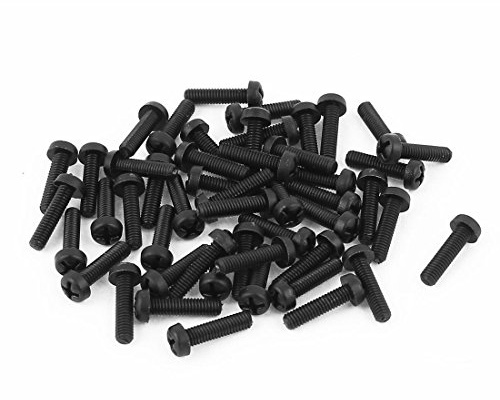 Sourcingmap® M2,5 x 10 mm Nylon Phillips Kreuz Pan Head Maschine Schrauben schwarz 50 PCS