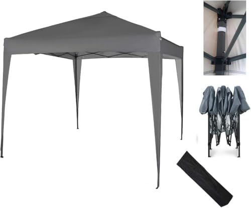 Pabellón 2x2m, pabellón de jardín, pabellón plegable, carpa de fiesta, carpa para fiestas con capa protectora plateada, (gris)