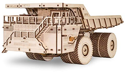 EWA EcoWoodArt 3D Holzpuzzle für Jugendliche und Erwachsene - Mechanischer LKW BELAZ 75710 Modell - DIY-Bausatz, Selbstmontage, kein Kleber erforderlich
