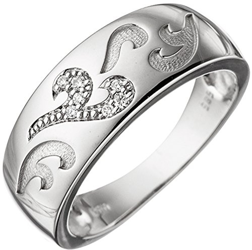Jobo Damen-Ring aus 14 Karat 585 Weißgold mit 7 Diamanten Größe 60