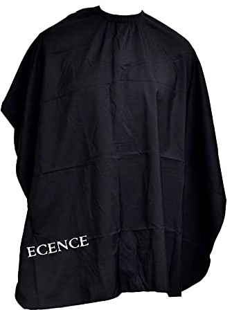 ECENCE Mantella Parrucchieri con chiusura a gancio Nero, 120x100cm, Mantella Barbiere, Mantella Taglio Capelli professionale, idrorepellente