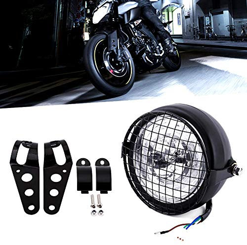 Moto Phare Avant LED Phare 6,5 Pouce Moto Tête Lampe Grill Côté Montage Couvercle avec Support pour Café Racer Universel 12 V motorcycle headlight led+motorcycle headlight led cafe racer drop headlig