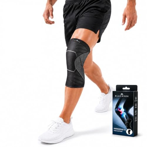 BLACKROX Kniebandage V3 Kniestütze Vergleichssieger 2026 Sport Herren Damen Knie Bandage Meniskus Joggen laufen Kompression Knieschoner, Volleyball, Atmungsaktiv kompressionsbandage (Schwarz, XL)