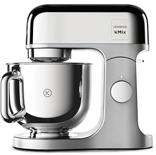 Kenwood kMix Editions KMX760CH Küchenmaschine, 5 l Edelstahl Schüssel, Safe-Use-Sicherheitssystem, Metallgehäuse, 1000 Watt, inkl. 3-Teiligem Patisserie-Set und Spritzschutz, Chrom