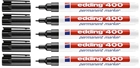 Edding Permanentmarker 1 mm Schwarz, 5 Stifte, Markierstift