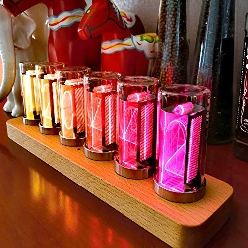TWSOUL LED Nixie Uhr,Digital Tube Clock,Nixie Tube Uhr Mehrere,LED-Uhr,Nixie Tube Clock, Timer,Kalender,Doppeltes LED-Material,USB TypC für Liebhaber, Freund, Weihnachten, Geburtstag