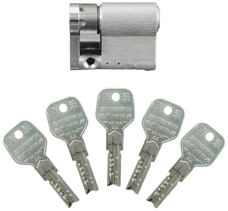 EVVA Akura 44 Halbzylinder 35/10 inkl. 5 Schlüssel | modularer Zylinder mit Kopierschutz Bohrschutz Ziehschutz Pickingschutz | Patentschutz bis 2037 | Sicherungskarte (Einzelschließung)