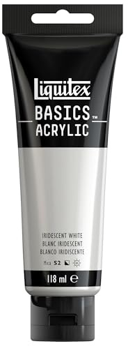 Liquitex 8870075 Basics - Pittura acrilica, Pigmenti per artisti monopigmentati, Resistente alla luce, durevole nel tempo, Finitura satinata, Tubo da 118 ml - Bianco Iridescente