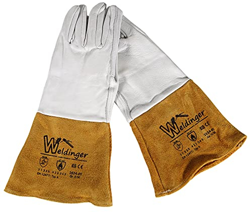 WELDINGER WIG-Star Gr. L/10 Schweißerhandschuhe Premium-Qualität feines Leder mit Stulpen