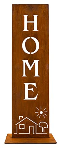 Rostikal Home Metallschild 55 cm - Elegante Rost Deko Garten & Wohnzimmer Edelrost Standschild für den Außenbereich - Elegante und langlebige Gartendekoration