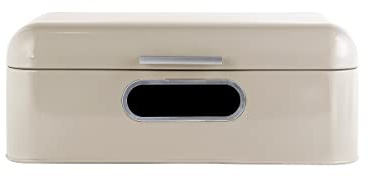 ECHTWERK GL-BB-0129 Elegante panera de Metal Retro con Ventana, Caja de Almacenamiento, Cesta Tapa, para Guardar Pan Fresco, Crema, 42 x 23 x 16,5 cm, Hierro, Beige
