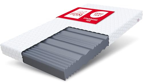 FDM Livia Matratze 90 x 200 cm Schaumstoffmatratze Härtegrad H4 11 cm Höhe Profilierter Schaum 7-Zonen Hochelastischer HR T25 mit Wellenschnitt Polyester