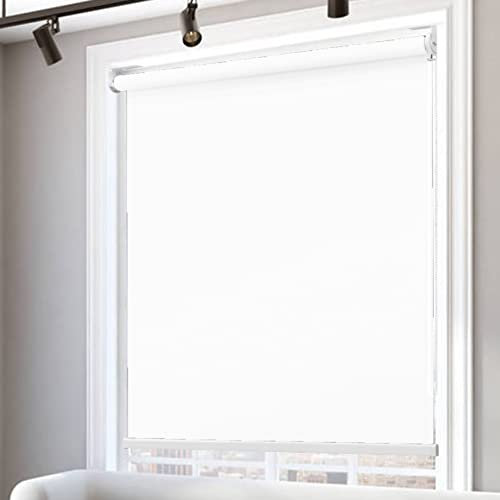 RYNS Verdunklungsrollo Fensterrollo 140x350cm Doppelrollo verdunkelnd Wandmontage Hitzeschutz Jalousien Doppelrollo Fensterrollo für Fenster & Türen Zebrarollo, Weiß