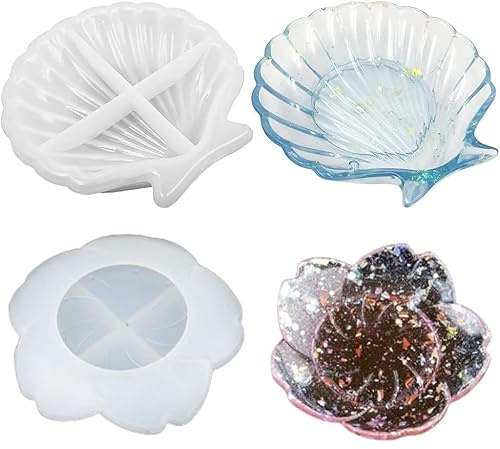 Accfore 2 stampi in silicone per vaschetta portagioielli in resina colata | Portasapone, decorazione per la casa, anello e bigiotteria