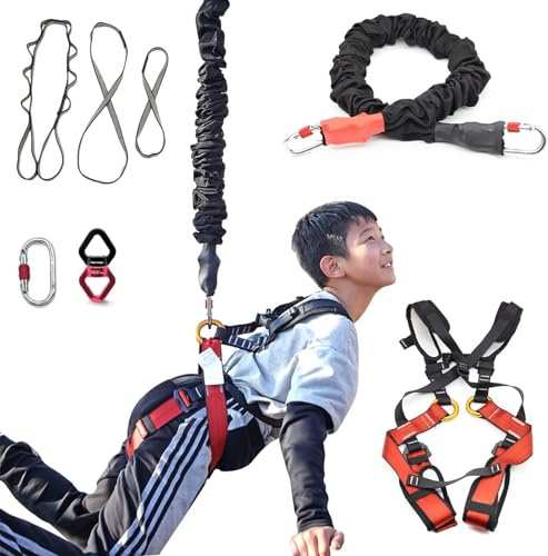 PRIOR FITNESS Aerial-Bungee-Fitness-Set-4D-Yoga-Dance-Dehnseil (hochfester Nylon), verstellbares Gurtschloss, Abriebfest, trägt bis zu 132-220 LBS für Home-Gym & Indoor-Springen