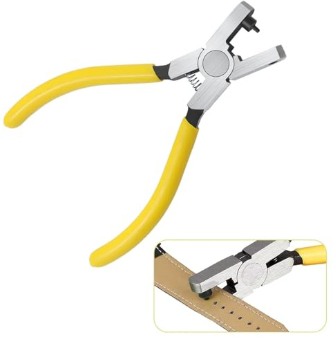 Meximore 2.0mm Steel & Plastic Leather Hole Punch Tool - Precision Hand Puncher for Watch Bands, Belts, Dog Collars, Shoes, DIY Crafts (Yellow Handle, Long-Lasting & Portable)‌