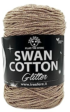 Cordino SWAN COTTON Glitter (Corda Oro 07) filato per borse, cappelli, cestini, sottopiatti, pochette, accessori moda, accessori casa, amigurumi e tanto altro.