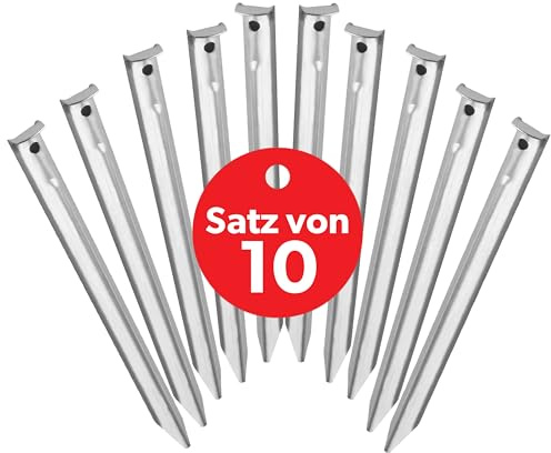 Viirkuja Zeltheringe 30cm - Stahl Zeltheringe für Hartboden - Stabile und sichere Sturmnägel - V-Grip Profil für weichen Sand - Robuste Outdoor-Ausrütung für Camping oder Erkundungen - 10 Stück