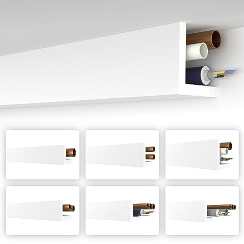 HEXIMO Winkelprofil weiß 1.7 Meter Profile - XPS Abdeckleisten für Heizungsrohre, L-Profil Rohrabdeckleiste Eckleiste Modell: HRA-3-89x89 mm (1.7 Meter/Leiste)