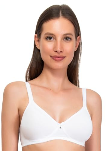 SIELEI, Reggiseno Semi-Imbottito Senza Ferretto, Realizzato in Cotone Biologico, 100% Naturale, Designed in Italy, Color Bianco, Taglia 3C