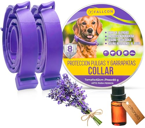 Hundehalsband, 2 Stück, natürliches Flohschutzmittel, Zecken und Mücken, verstellbare Größe, wasserdicht, für kleine und mittelgroße Haustiere, Violett